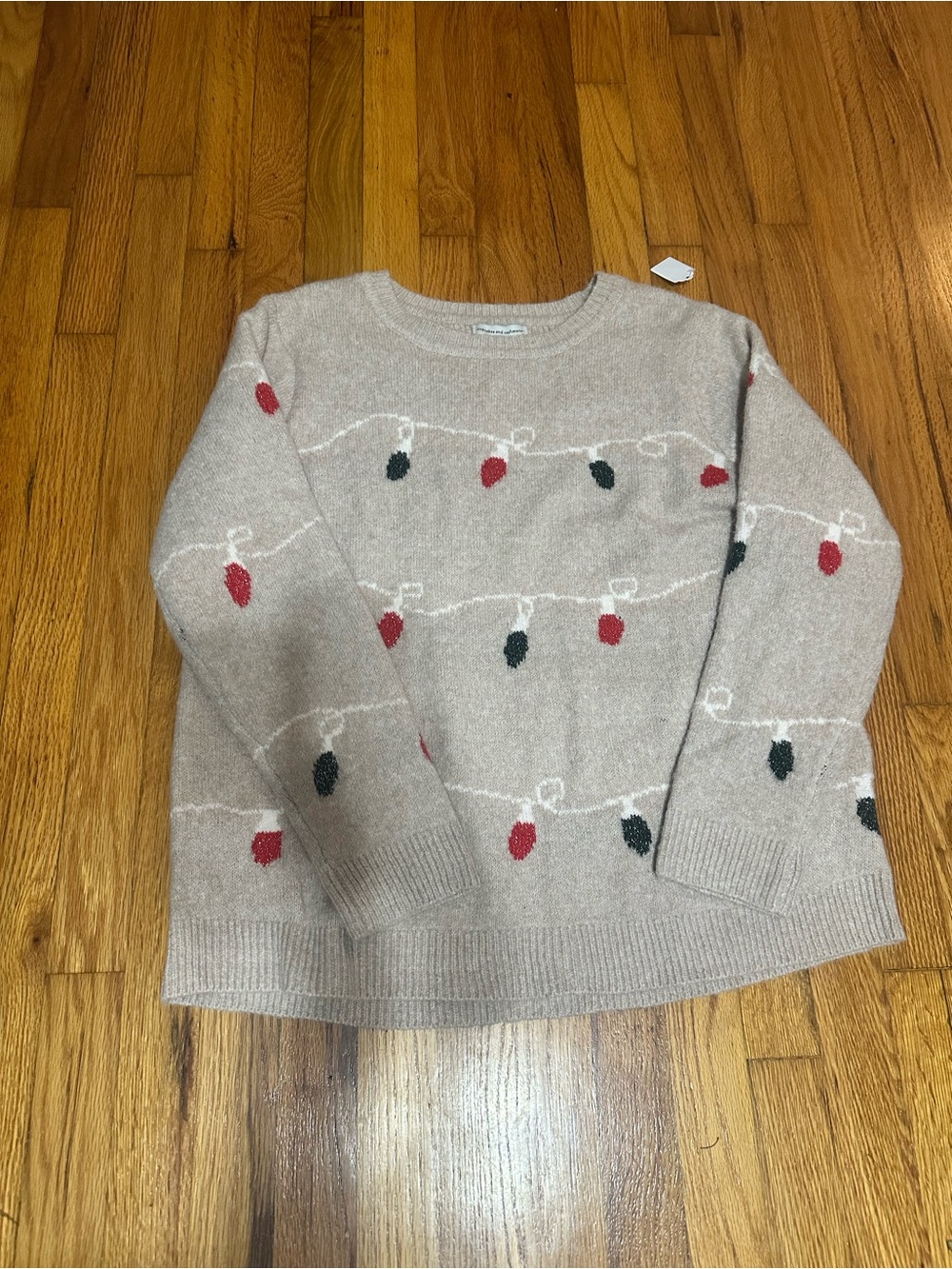 Cupcakes and cashmere Cream shimmer Light String Pattern Women's Sweater size 1X
